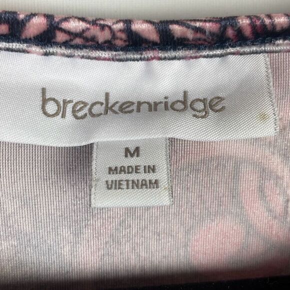 Breckenridge Women's Damask Floral Long Sleeve Tunic Top Red Medium - Picture 7 of 10